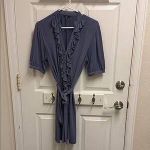 Daisy Fuentes Ruffled Midi Dress in Blue.